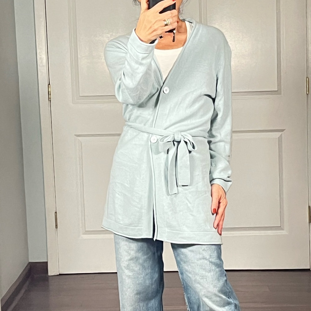 Cashmere Boutique 100% cashmere longline cardigan self tie sweater size …